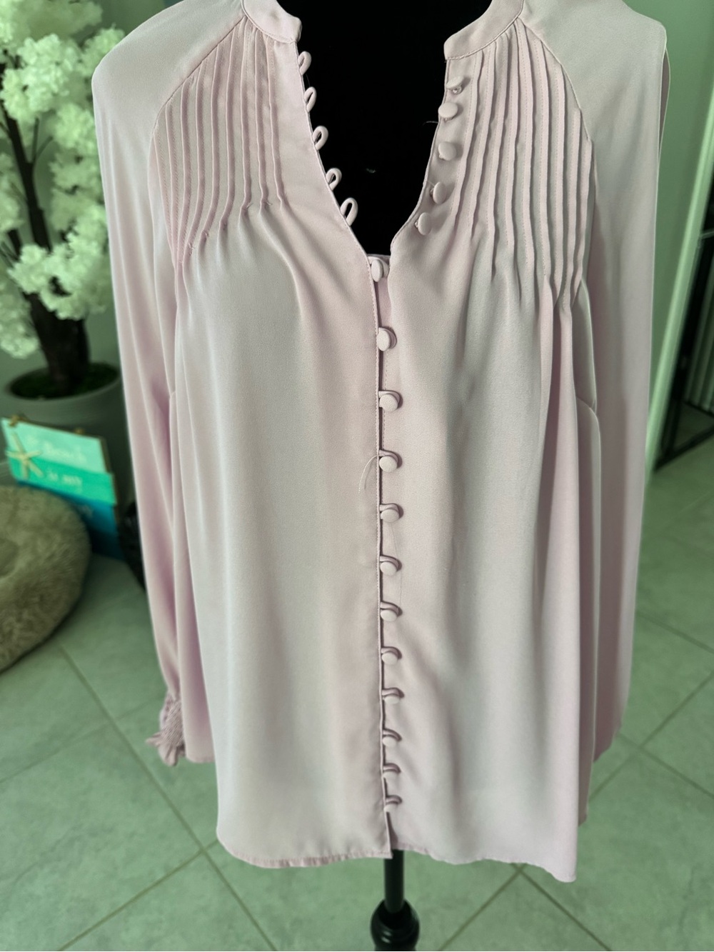 torrid Light lavender  Pleated Yoke Button-Front Blouse